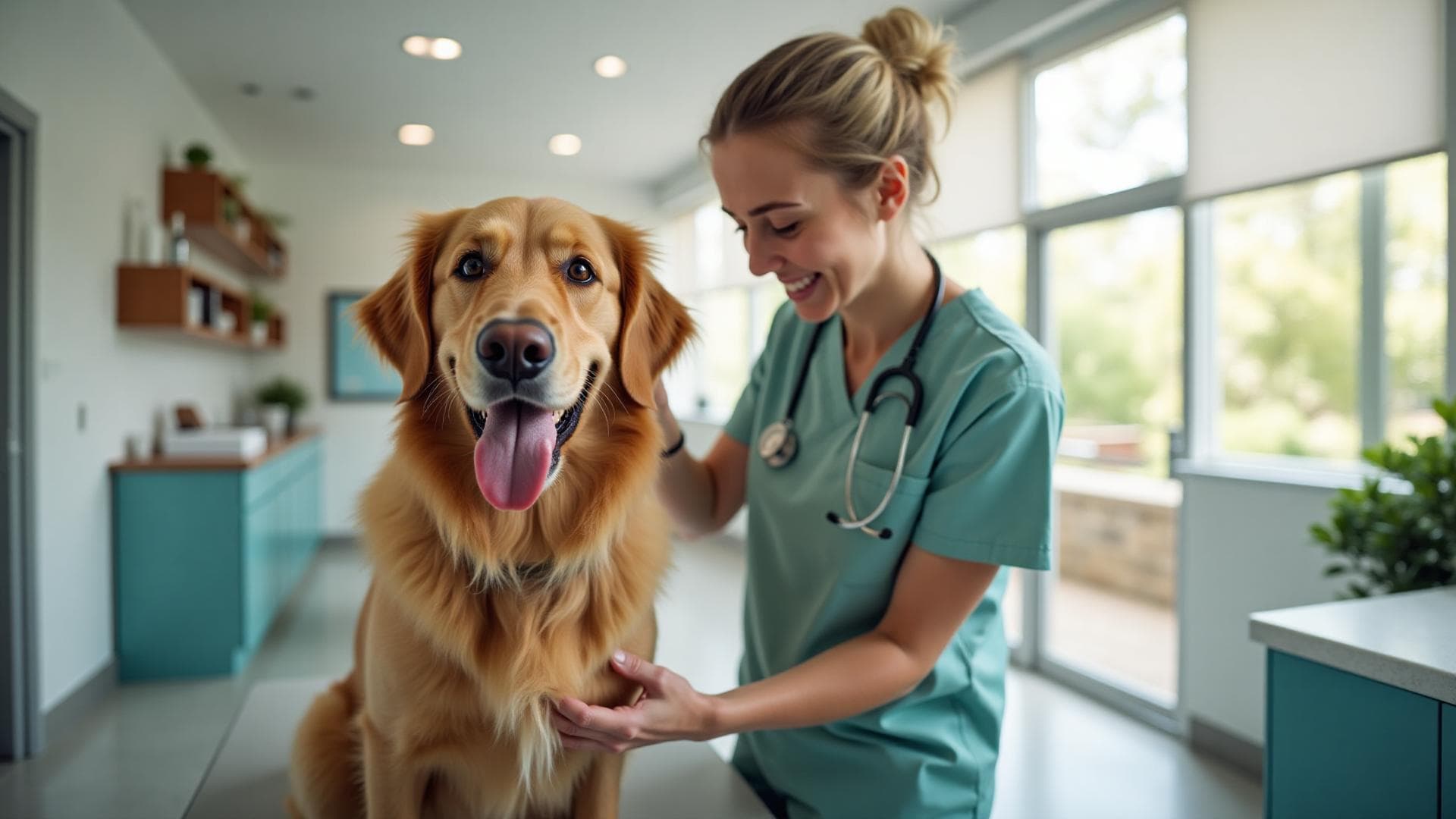 Happy pet owner with dog and cat