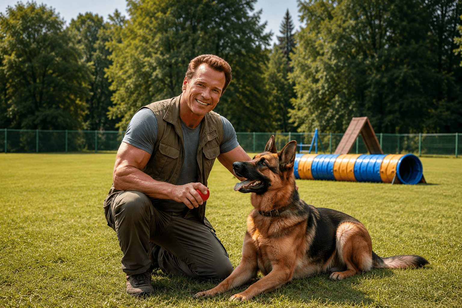 Professional trainer working with a dog