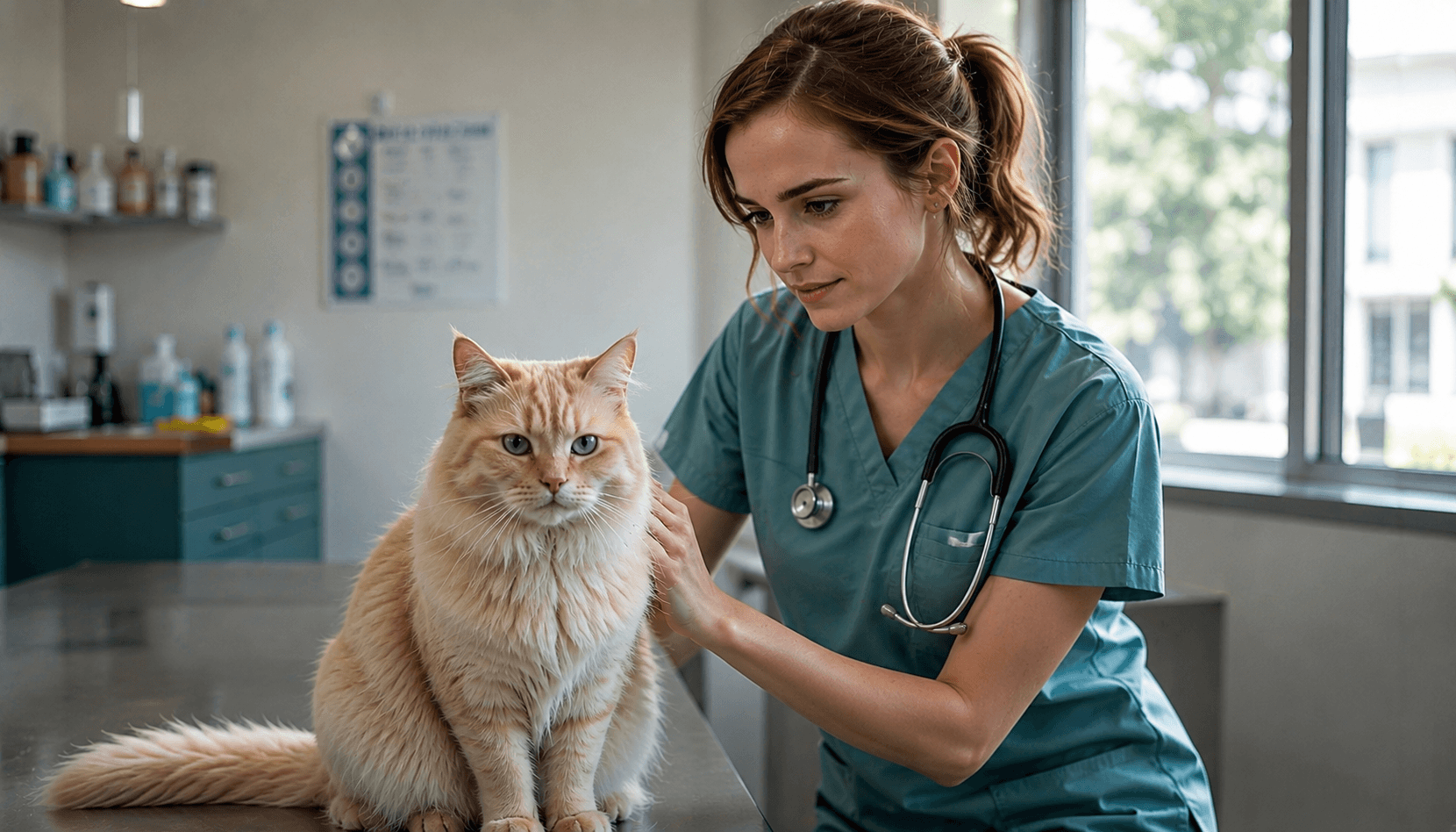 Veterinarian caring for a pet